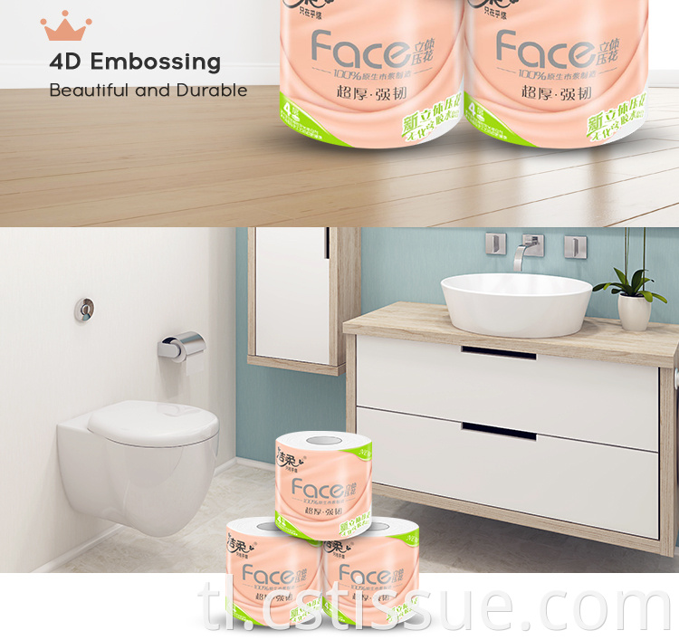 Bagong Produkto 4D Embossing Pang -araw -araw na Paggamit ng Tissue Rolls Toilet Paper Roll Tissue